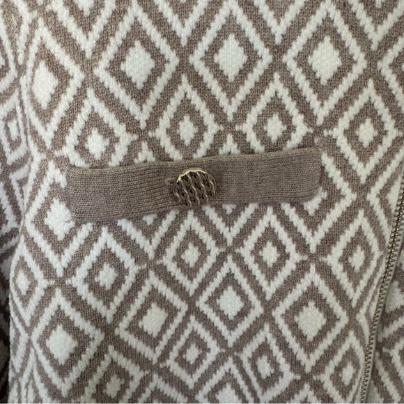 H by Halston Diamond Geometric Knit Zip-Front Jacket M EUC - Picture 3 of 8